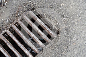 sewer grate,close-up big sewer grate in the city