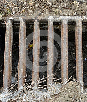 sewer grate,close-up big sewer grate in the city