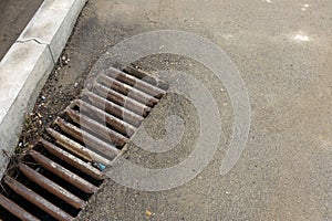 sewer grate,close-up big sewer grate in the city