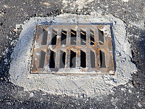 Sewer grate. Livnivka in the city. Unfinished work. Street renovation