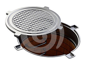 Sewer hatch with open lid manhole hole cover