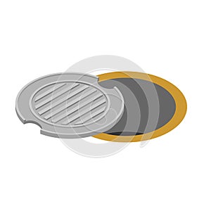 Sewer hatch Open. Manhole cover. Well hatch. Vector illustration