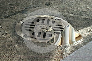 Sewer manhole in St. Petersburg, Russia. photo