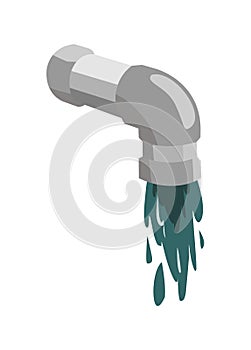 Sewer pipe and waste water. Simple flat ilustration