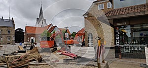 Sewer renewal 2 at the town square in Varde, Denmark
