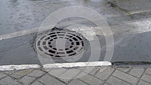 Sewerage works during the summer rain