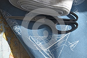 Sewin fabric and curtain tape.