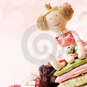 Sewing Accessory Background with Doll