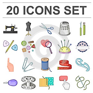 Sewing, atelier cartoon icons in set collection for design. Tool kit vector symbol stock web illustration.