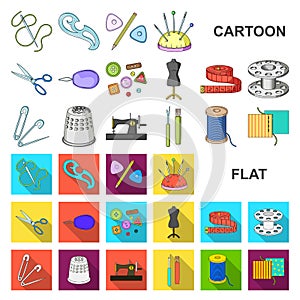 Sewing, atelier cartoon icons in set collection for design. Tool kit vector symbol stock web illustration.