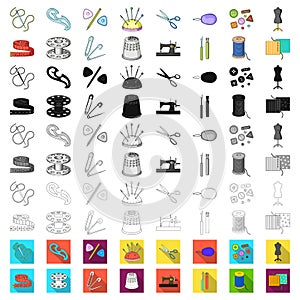 Sewing, atelier cartoon icons in set collection for design. Tool kit vector symbol stock web illustration.