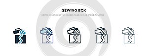 Sewing box icon in different style vector illustration. two colored and black sewing box vector icons designed in filled, outline