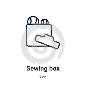 Sewing box outline vector icon. Thin line black sewing box icon, flat vector simple element illustration from editable sew concept