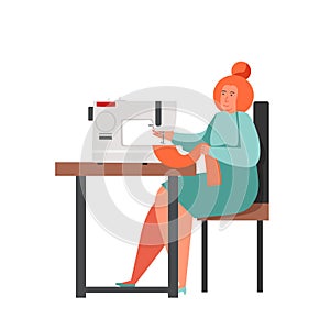 Sewing business people, vector flat isolated illustration