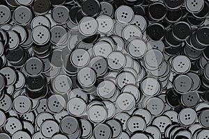 Sewing Buttons background. Black Sewing Buttons. 3d Rendering