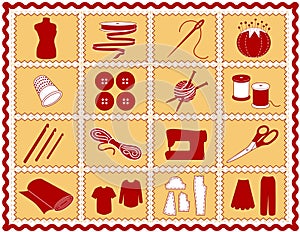 Sewing & Craft Icons, Rickrack Frame
