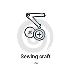 Sewing craft outline vector icon. Thin line black sewing craft icon, flat vector simple element illustration from editable sew