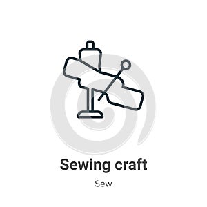 Sewing craft outline vector icon. Thin line black sewing craft icon, flat vector simple element illustration from editable sew