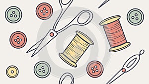 Sewing and Crafting Tools Seamless Pattern Vector, vector design Generative AI