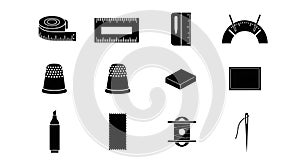 Sewing and Crafting Tools Vector Icons Set