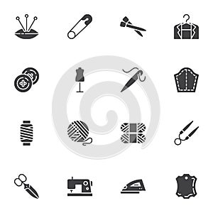 Sewing, embroidery vector icons set