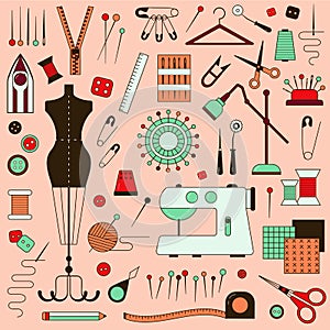 Sewing Equipment and Tailor Needlework Elements
