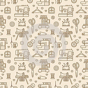 Sewing equipment, tailor supplies seamless pattern