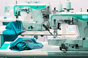 Sewing factory, nobody, overlock machines