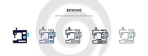 Sewing icon in different style vector illustration. two colored and black sewing vector icons designed in filled, outline, line