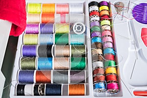 Sewing kit with colored spools