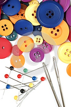 Sewing kit and colorful buttons