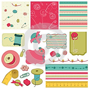 Sewing kit - design elements for scrapbooking