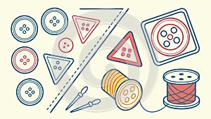 Sewing Kit Essentials Vector Illustration with Buttons and Thread, vector design Generative AI