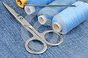 Sewing kit and jeans