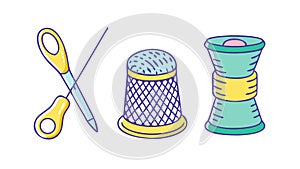 Sewing Kit Supplies. Craft, Tailoring, Hobby, Creative Tools, vector design Generative AI