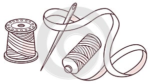 Sewing Kit with Thread Spool and Needle, vector design Generative AI