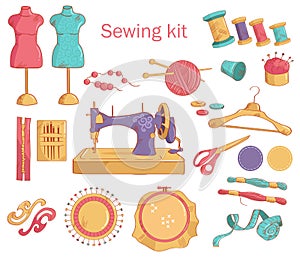 Sewing kit. Vector