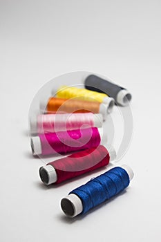 Sewing kit on white background.