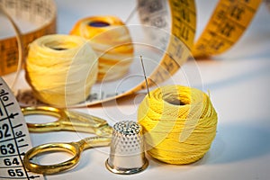 Sewing kit in yellow