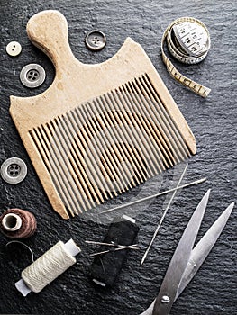 Sewing and knitting tools.