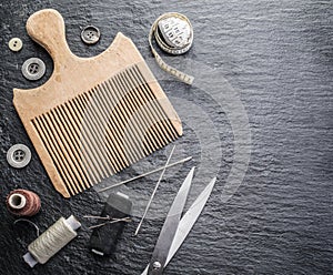 Sewing and knitting tools.