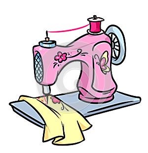 Sewing machine cartoon illustration