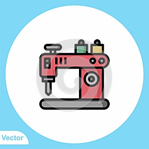 Sewing machine flat vector icon sign symbol