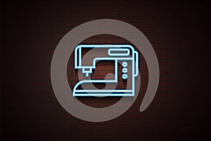 sewing machine icon in neon style. One of Appliances collection icon can be used for UI/UX