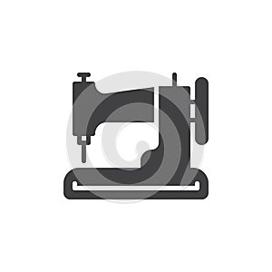 Sewing machine icon vector, filled flat sign, solid pictogram isolated on white.