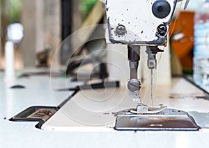 Sewing machine at industry for workshop