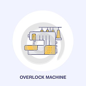 Sewing machine overlock flat line icon, logo. Vector colored illustration of tailor supplies for hand made shop or