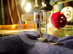 Sewing machine. Sewing workshop.
