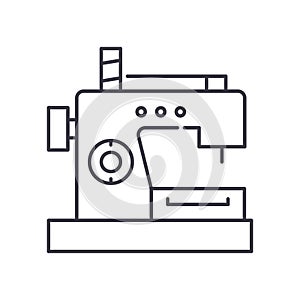 Sewing machine store icon, linear isolated illustration, thin line vector, web design sign, outline concept symbol with
