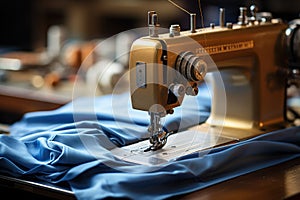 Sewing machine whirring as fabric takes shape - stock photography concepts